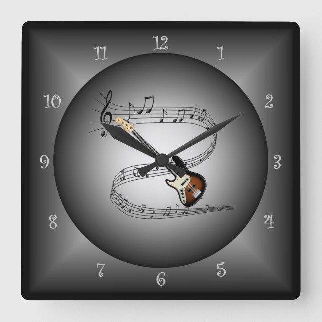 Reloj Cuadrado Guitarra Eléctrica: Globe Musical ~Instrumento mus (Anverso)