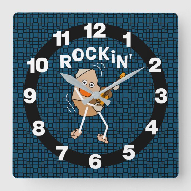 Reloj Cuadrado Guitarra Rockera (Anverso)
