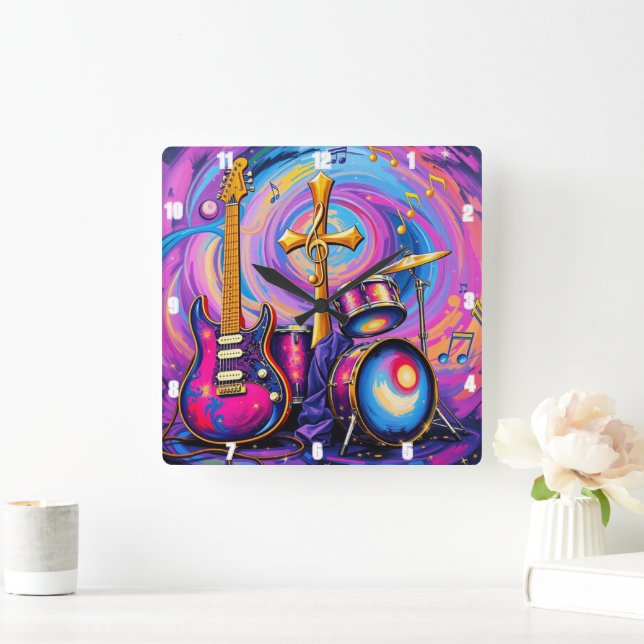 Reloj Cuadrado Guitars Music Adoro Cross Art (Hogar)