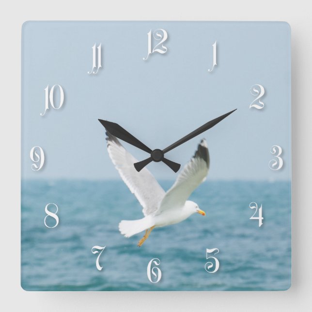Reloj Cuadrado Gull flying above sea (Anverso)