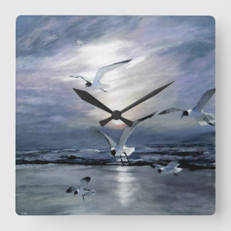 Reloj Cuadrado gulls landing