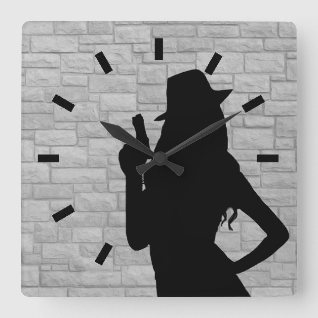 Reloj Cuadrado Gun Moll Silhouette (Anverso)