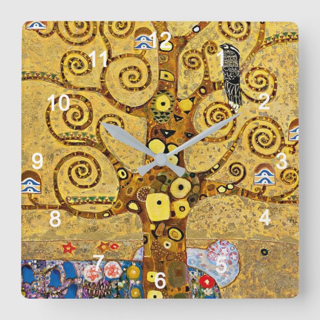 Reloj Cuadrado Gustav Klimt , "Árbol de la vida" (Anverso)