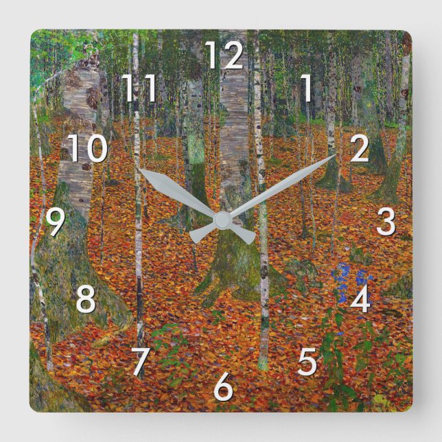 Reloj Cuadrado Gustav Klimt - Birch Wood (Anverso)