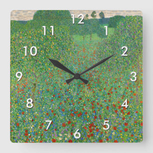 Reloj Cuadrado Gustav Klimt - Campo de amapolas