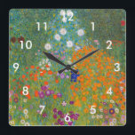 Reloj Cuadrado Gustav Klimt - Jardín de flores<br><div class="desc">Jardín de flores - Gustav Klimt en 1905-1907</div>