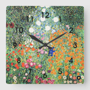 Reloj Cuadrado Gustav Klimt - Jardín de flores,