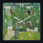 Reloj Cuadrado Gustav Klimt - La Casa de la Guardia<br><div class="desc">Casa de Guardaboschi / Casa en Weissenbach del Lago Attersee - Gustav Klimt,  Petróleo en lienzo,  1912</div>