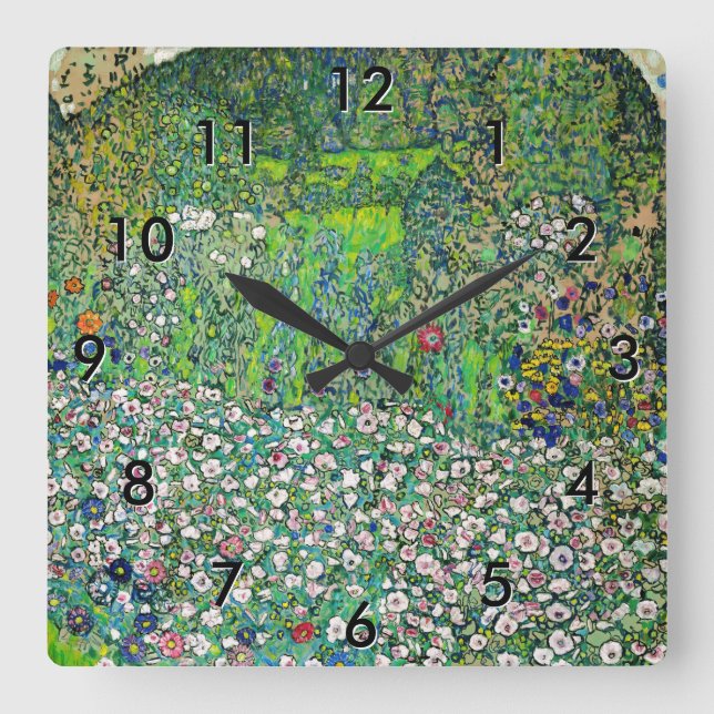 Reloj Cuadrado Gustav Klimt - Paisaje Horticultural y cima de col (Anverso)