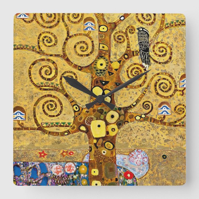 Reloj Cuadrado Gustav Klimt , “ Tree of life ” (Anverso)
