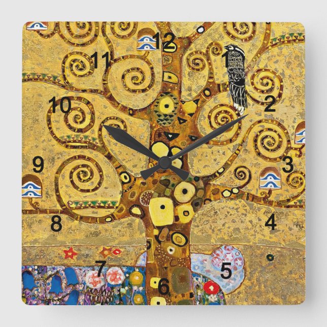Reloj Cuadrado Gustav Klimt , “ Tree of life ” (Anverso)