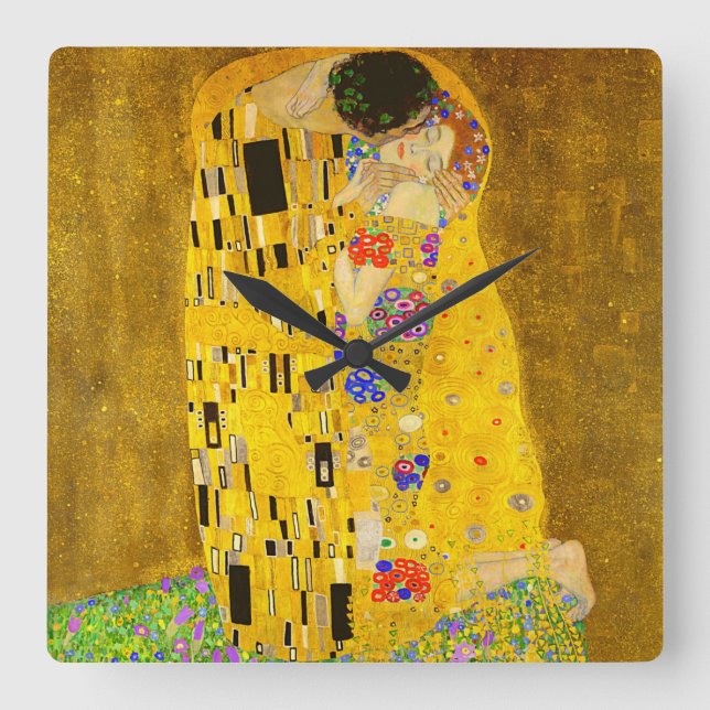 Reloj Cuadrado Gustav Klimt's The Kiss famous painting (Anverso)