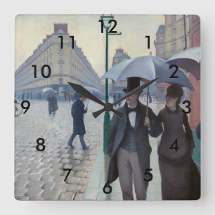 Reloj Cuadrado Gustave Caillebotte - Calle de París; Día lluvioso
