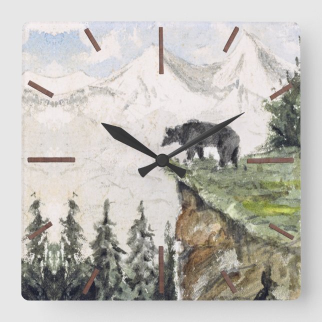 Reloj Cuadrado H. Bullock Webster - Oso en el acantilado (Anverso)