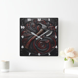 Reloj Cuadrado Hacha de bombero decorativa