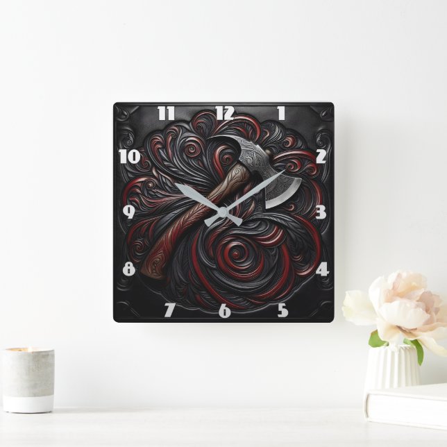 Reloj Cuadrado Hacha de bombero decorativa (Hogar)