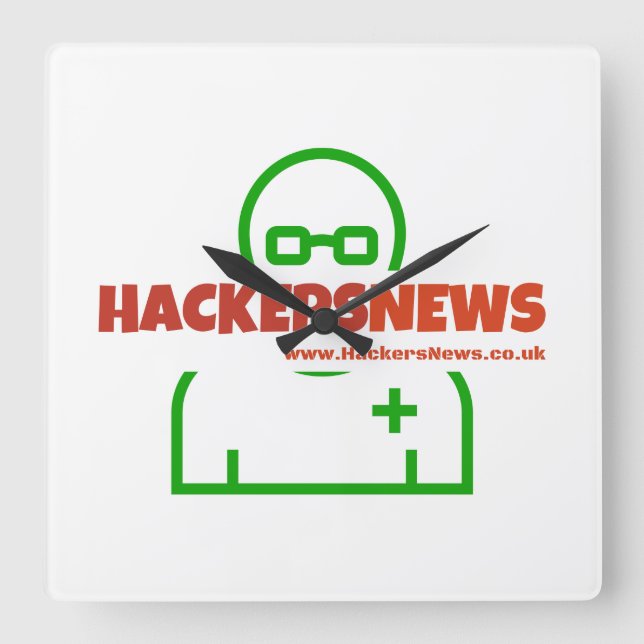 Reloj Cuadrado Hackers News Clock Con Nuestro Sitio Web (Anverso)