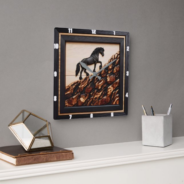 Reloj Cuadrado Haflinger Hillside: Estilo Personalizado de arte m (Oficina)
