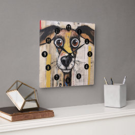 Reloj Cuadrado Hairy Abstract Dog