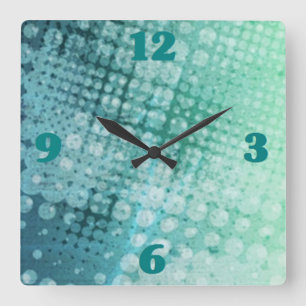 Reloj Cuadrado Halfton Pop Mint Green Wall Clock