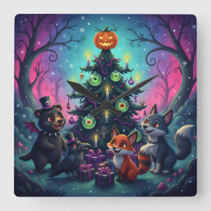 Reloj Cuadrado Hallow Xmas Tree Scene