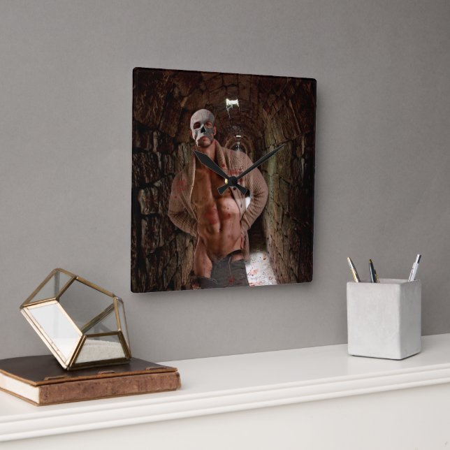 Reloj Cuadrado Hallowee del túnel de piedra fantasma de SlipperyJ (Oficina)