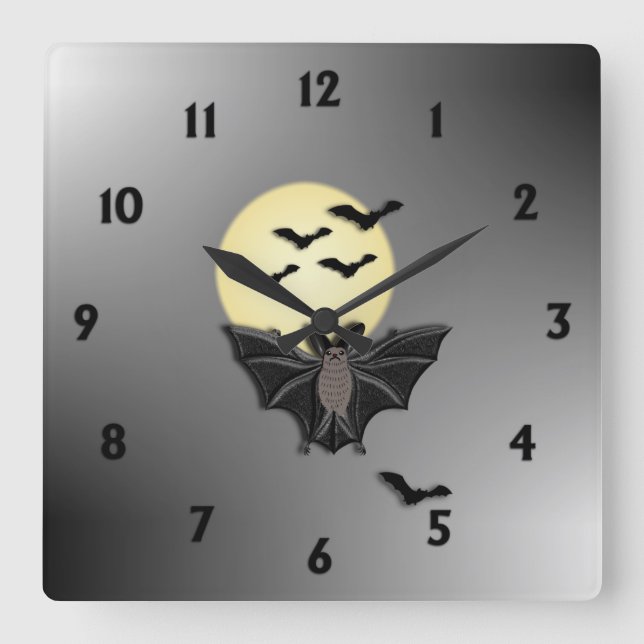 Reloj Cuadrado Halloween Bats (Anverso)