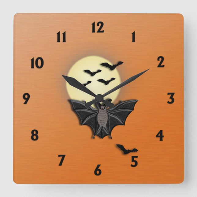 Reloj Cuadrado Halloween Bats (Anverso)