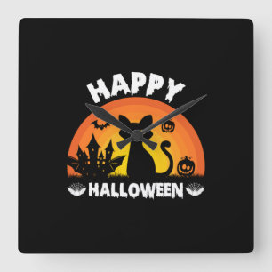Reloj Cuadrado Halloween Cat Happy Halloween Birthday