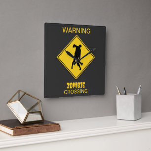 Reloj Cuadrado Halloween de advertencia zombi