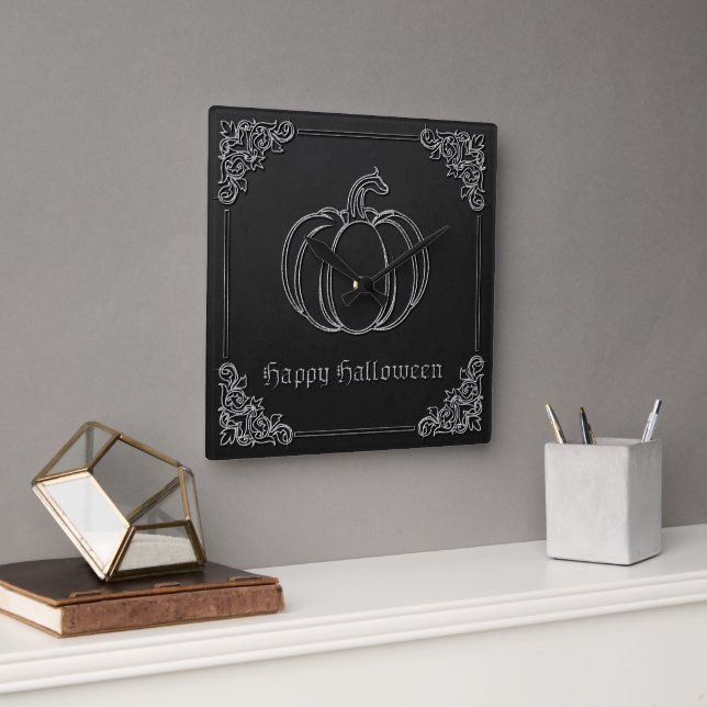 Reloj Cuadrado Halloween de calabaza de plata (Oficina)