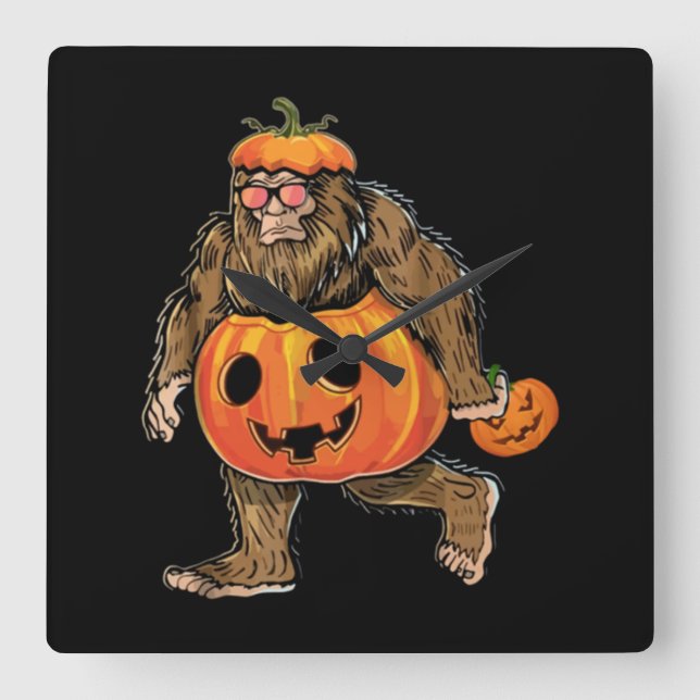 Reloj Cuadrado Halloween de la calabaza de los pies gigantes (Anverso)