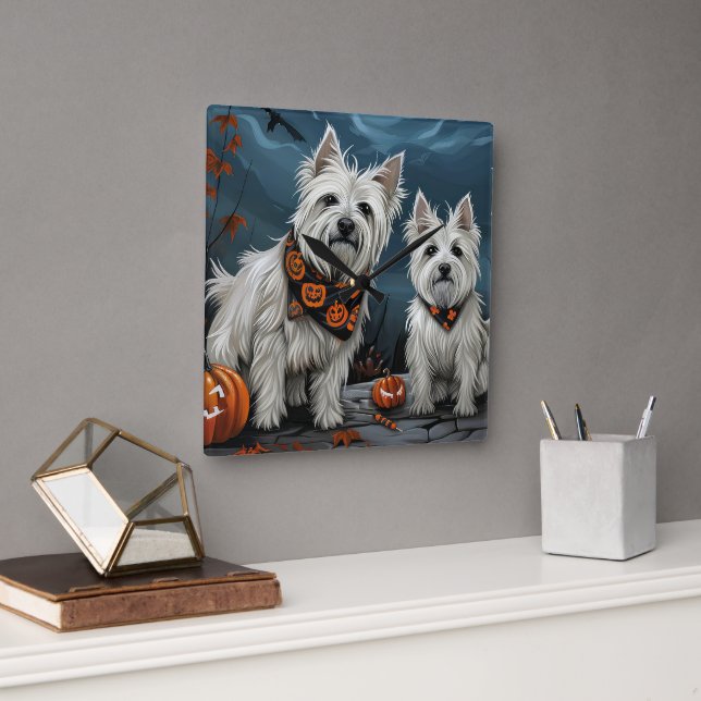 Reloj Cuadrado Halloween en la parte oeste de Highland (Oficina)