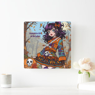 Reloj Cuadrado Halloween,Estilo espeluznante de otoño, Espeluznan