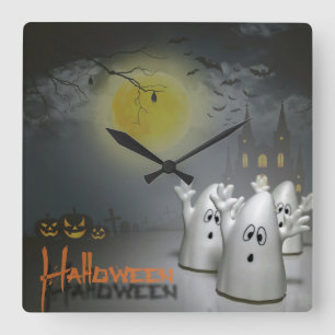 Reloj Cuadrado Halloween fantasmal