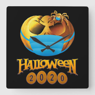 Reloj Cuadrado Halloween Funny Scary Calabaza Y Araña Con Máscara