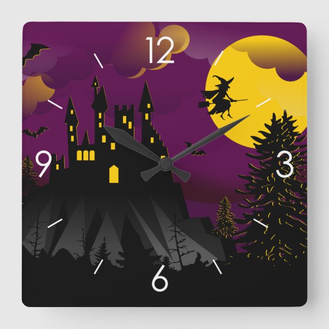 Reloj Cuadrado Halloween Moonlight (Anverso)