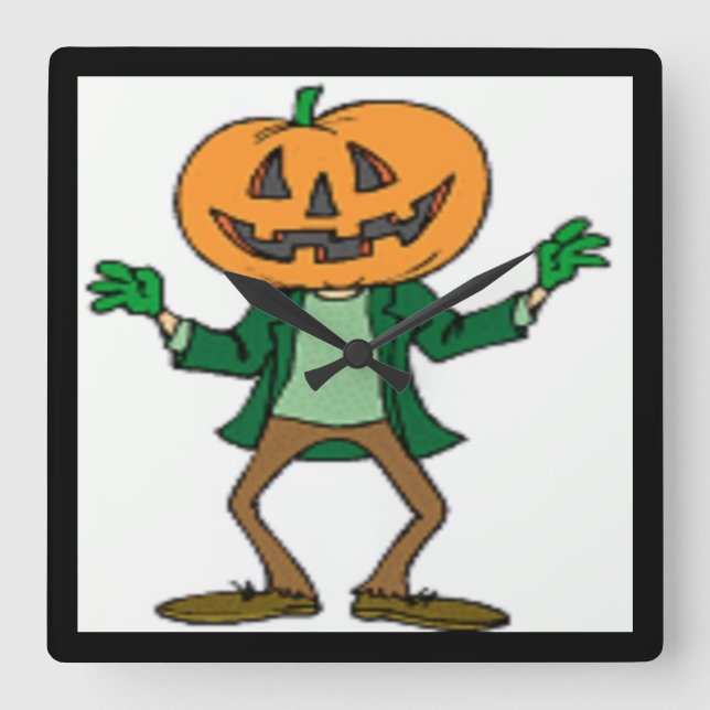 RELOJ CUADRADO HALLOWEEN PUMPKIN HEAD (Anverso)