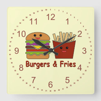 Reloj Cuadrado Hamburguesas y Fries