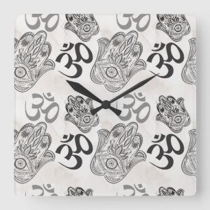 Reloj Cuadrado Hamsa Yoga Pattern