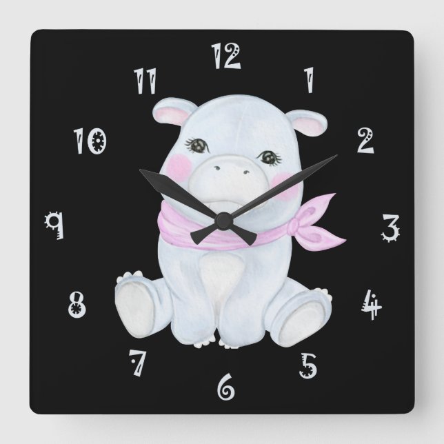 Reloj Cuadrado Hancy The Hippo Wall Clock (Anverso)