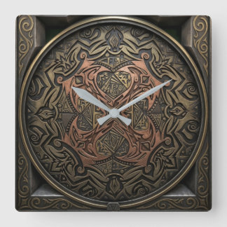 Reloj Cuadrado Hand-Drawn to 3D Digital: Intricate Bronze Mandala