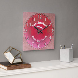 Reloj Cuadrado Handyman Personalizado Carpintería Hoja de Sierras
