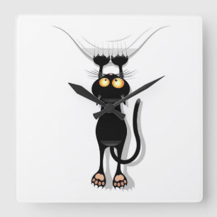 Reloj Cuadrado Hanging Cat