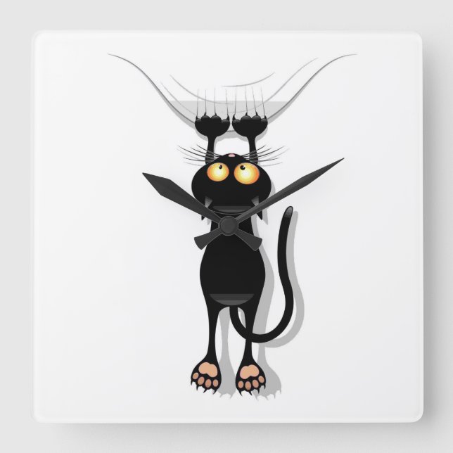 Reloj Cuadrado Hanging Cat (Anverso)