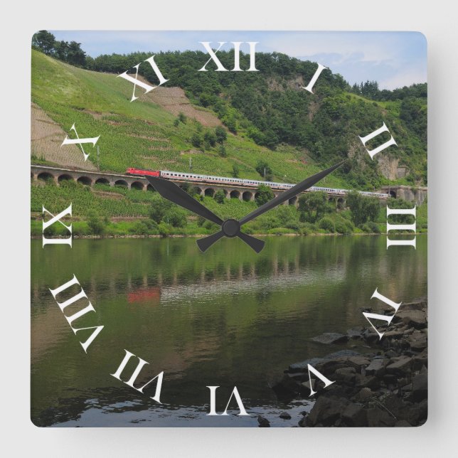 Reloj Cuadrado Hangviadukt Pünderich mit Personenzug (Anverso)