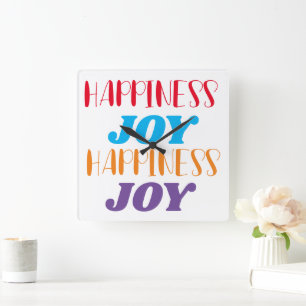 Reloj Cuadrado Happiness Joy Wall Clock