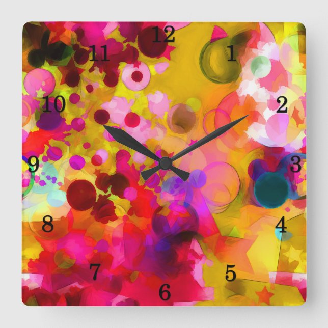 Reloj Cuadrado Happy Abstract Wall Clock (Anverso)