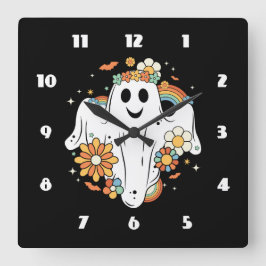 Reloj Cuadrado Happy Ghost Retro Hippie Vibe