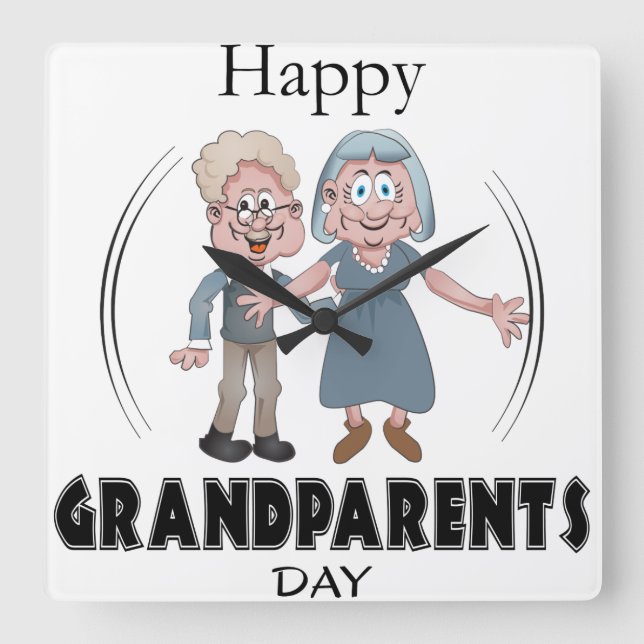Reloj Cuadrado Happy Grandparents Day Clock (Anverso)